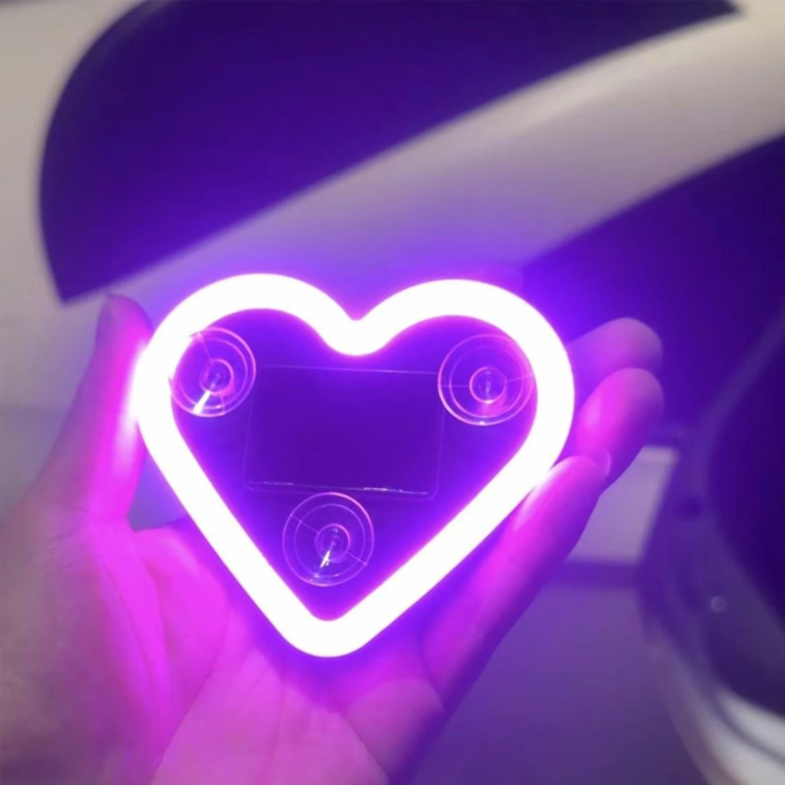 Solar Power Heart Shape C-Pillar Lamp Energy Wiring Free Car Interior Decoration Lamp Multi-Purpose for Auto Wall Window Decor