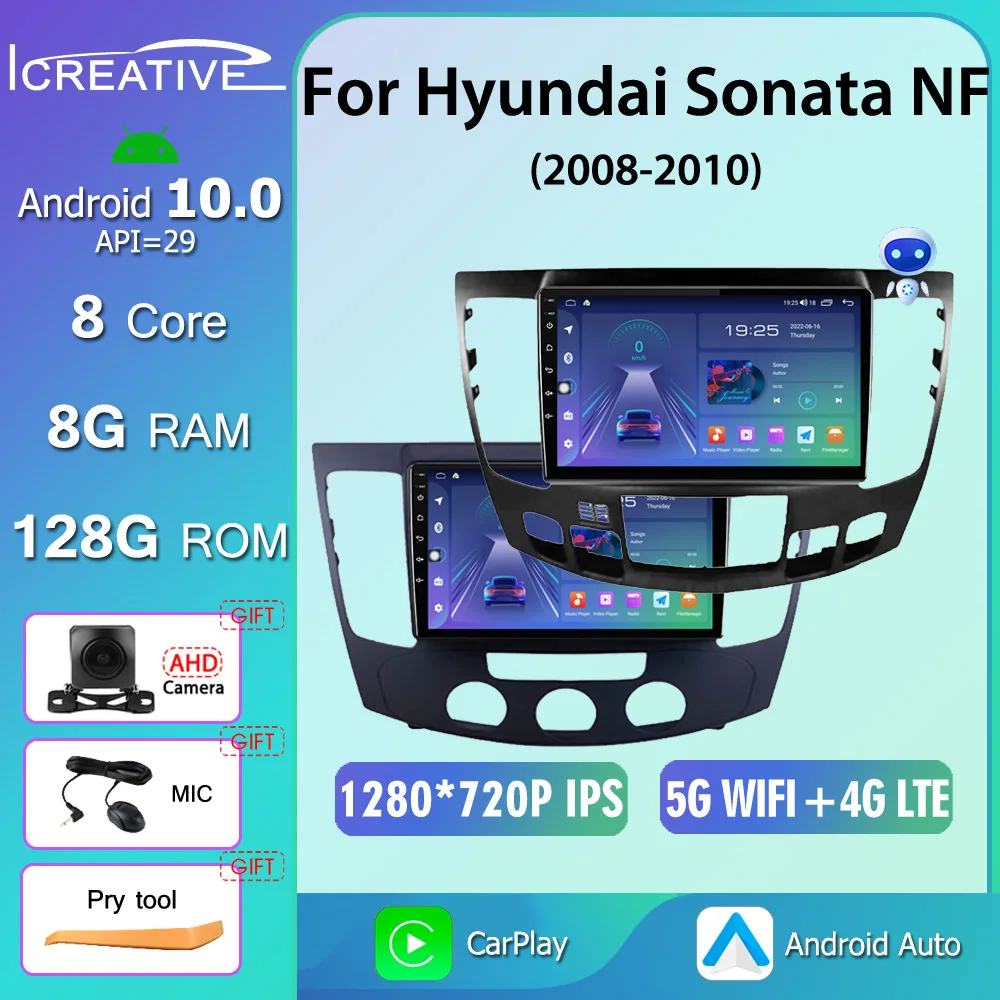 

Icreative 8+128G 2 Din Android For Hyundai Sonata NF 2008 - 2010 Car Radio Multimedia Video Player CarPlay Auto NAVI GPS 8 Core