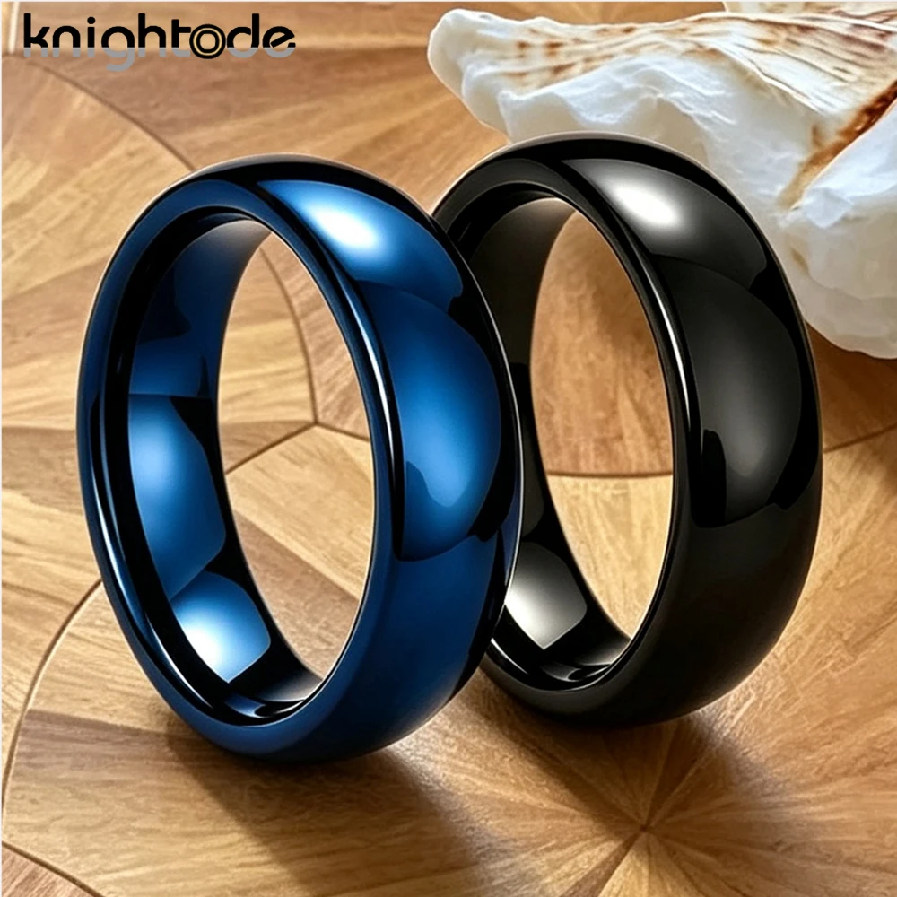 6mm 8mm Polished Tungsten Carbide Wedding Bands Comfort Fit Minimalist Promise Rings for Men And Women Blue Black Gunmetal
