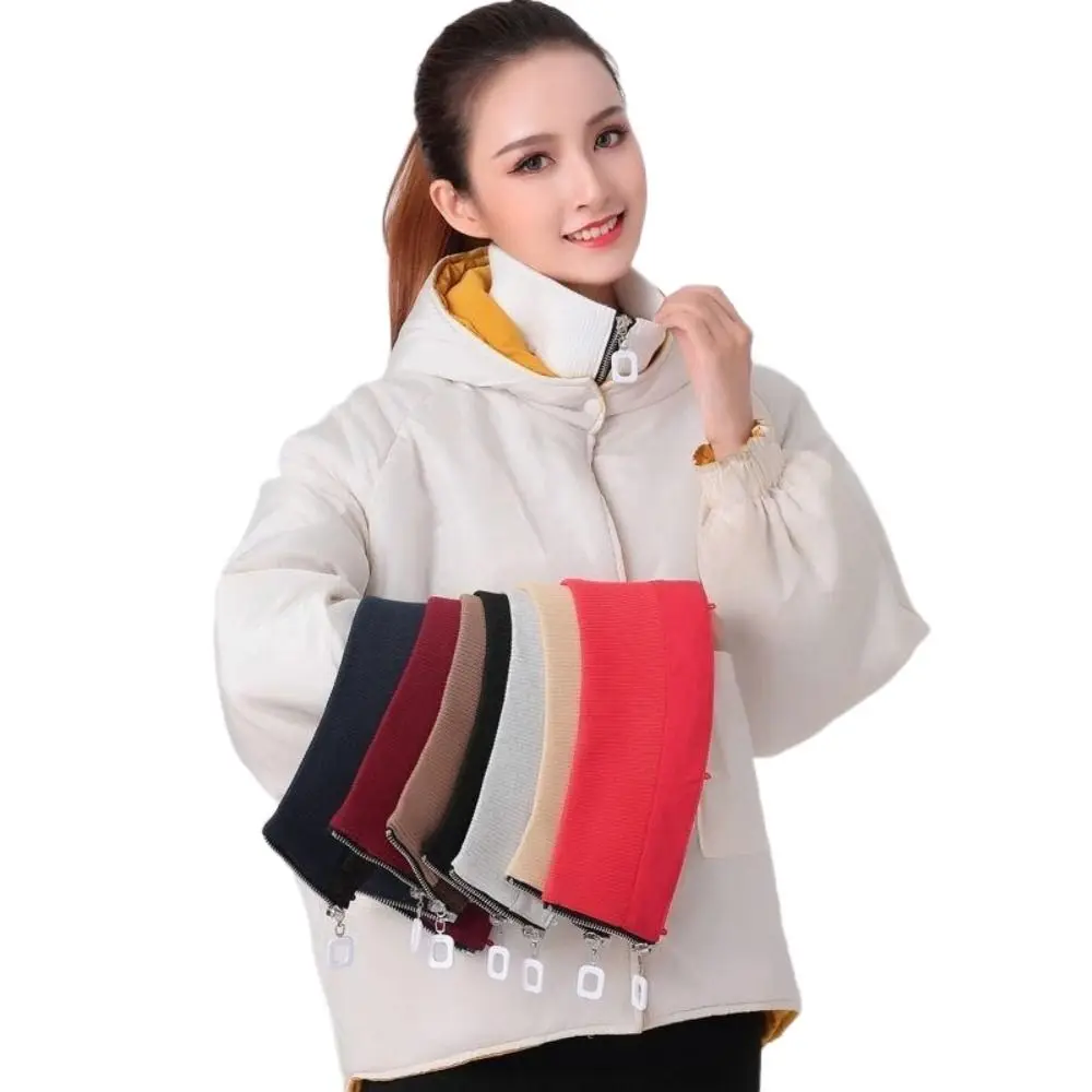 Neckline Detachable With Zipper Down Jacket Fake Collar Washable Anti-dirt Rib False Collar Detachable Shawl Wrap Down Jacket