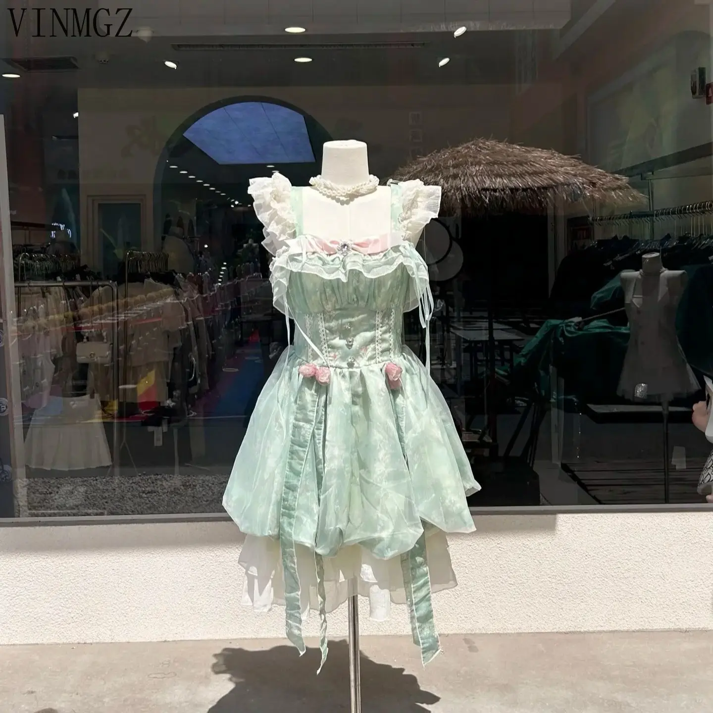 

Summer new Korean Mori garden wind bud skirt sweet and cute waist thin puffy dress short skirt women