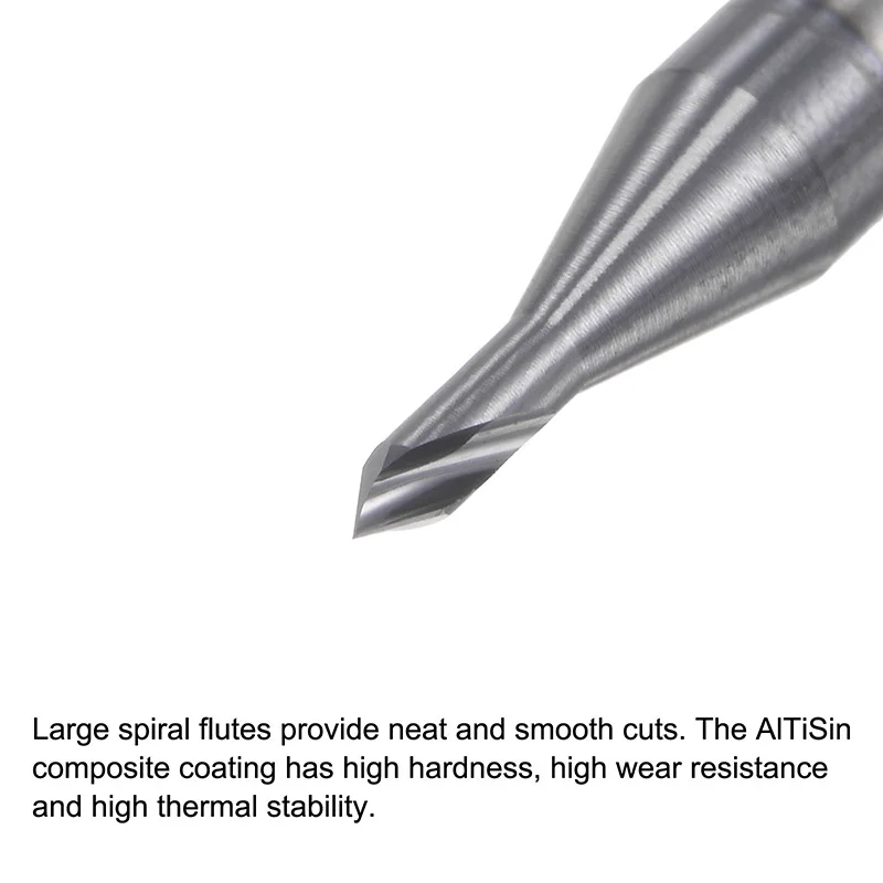 Broca de taladro de 1mm de diámetro y 4mm, vástago de carburo de 60 grados, juego de brocas de 2 flautas recubiertas de AlTiSin
