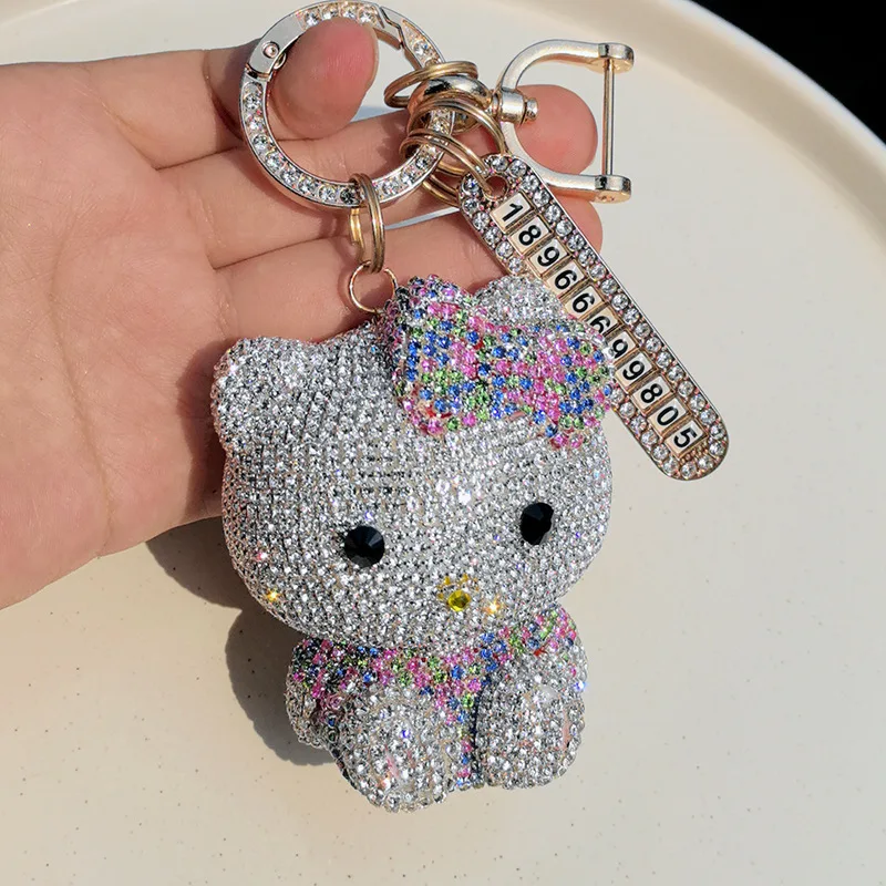 Sanrio Hello Kitty nouvelle poupée exquise mignonne princesse Simple voiture porte-clés Anti-perte plaque d'immatriculation pendentif porte-clés cadeau de vacances