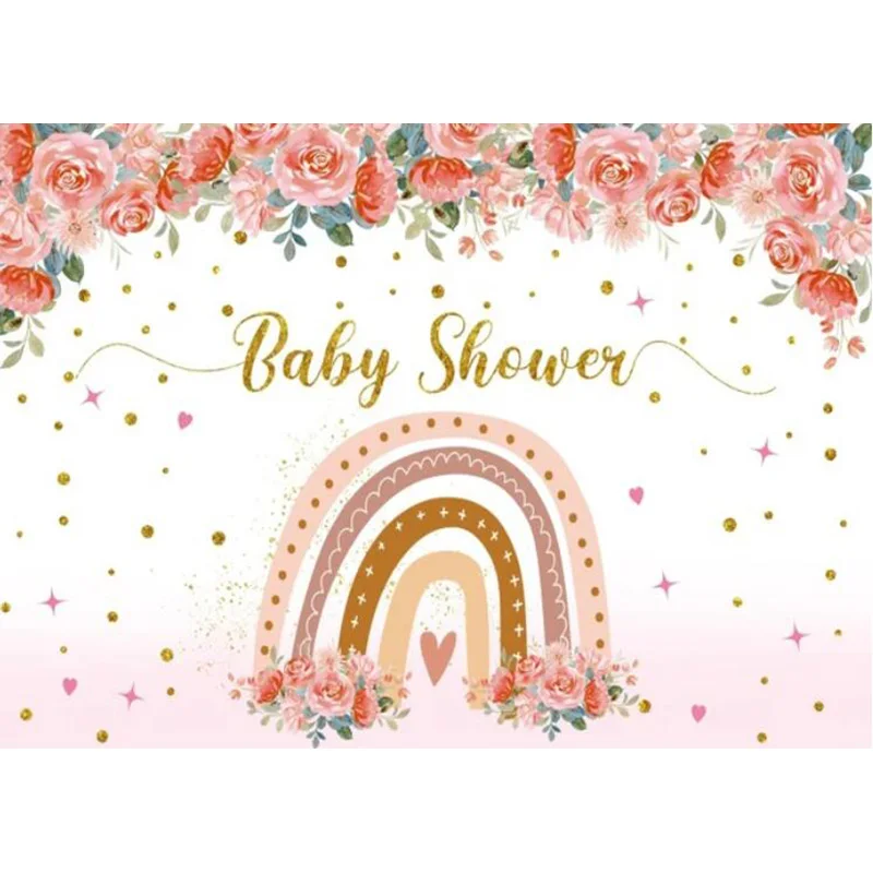 Boho Rainbow Daisy Girl 1 ° compleanno fotografia sfondo pace neonato sfondo Baby Shower Party Decor puntelli da Studio AZ-02