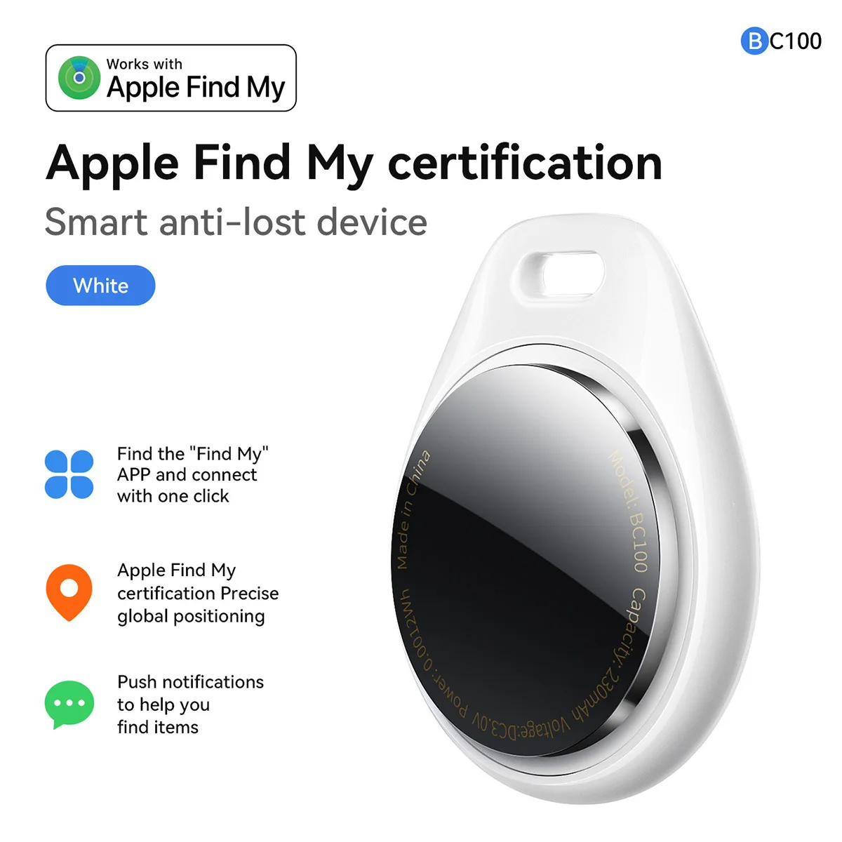 For IOS Mini White Bluetooth Mini Anti-lost Locator Airtag Compatible with Phone Find My Car Pet