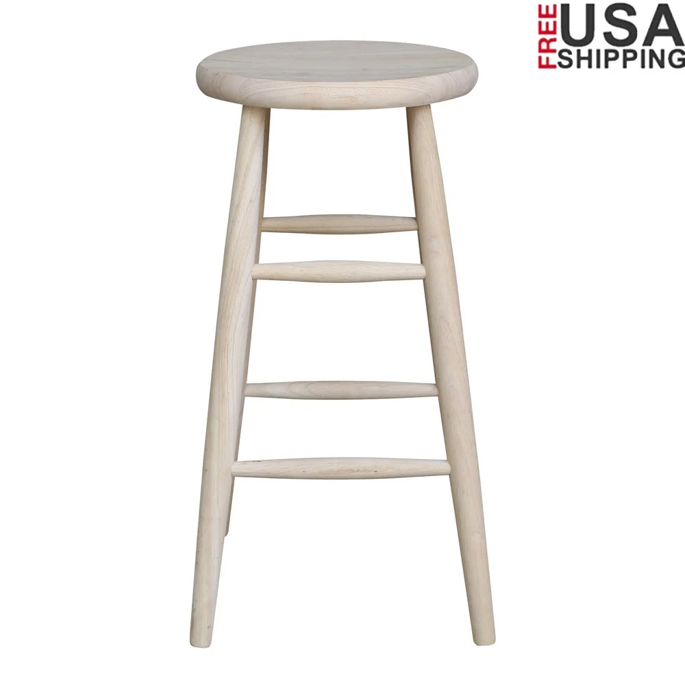 

30 Inch Unfinished Wooden Swivel Bar Stool Solid Parawood Kitchen Furniture Durable High Quality Sturdy Seat Design Home Décor