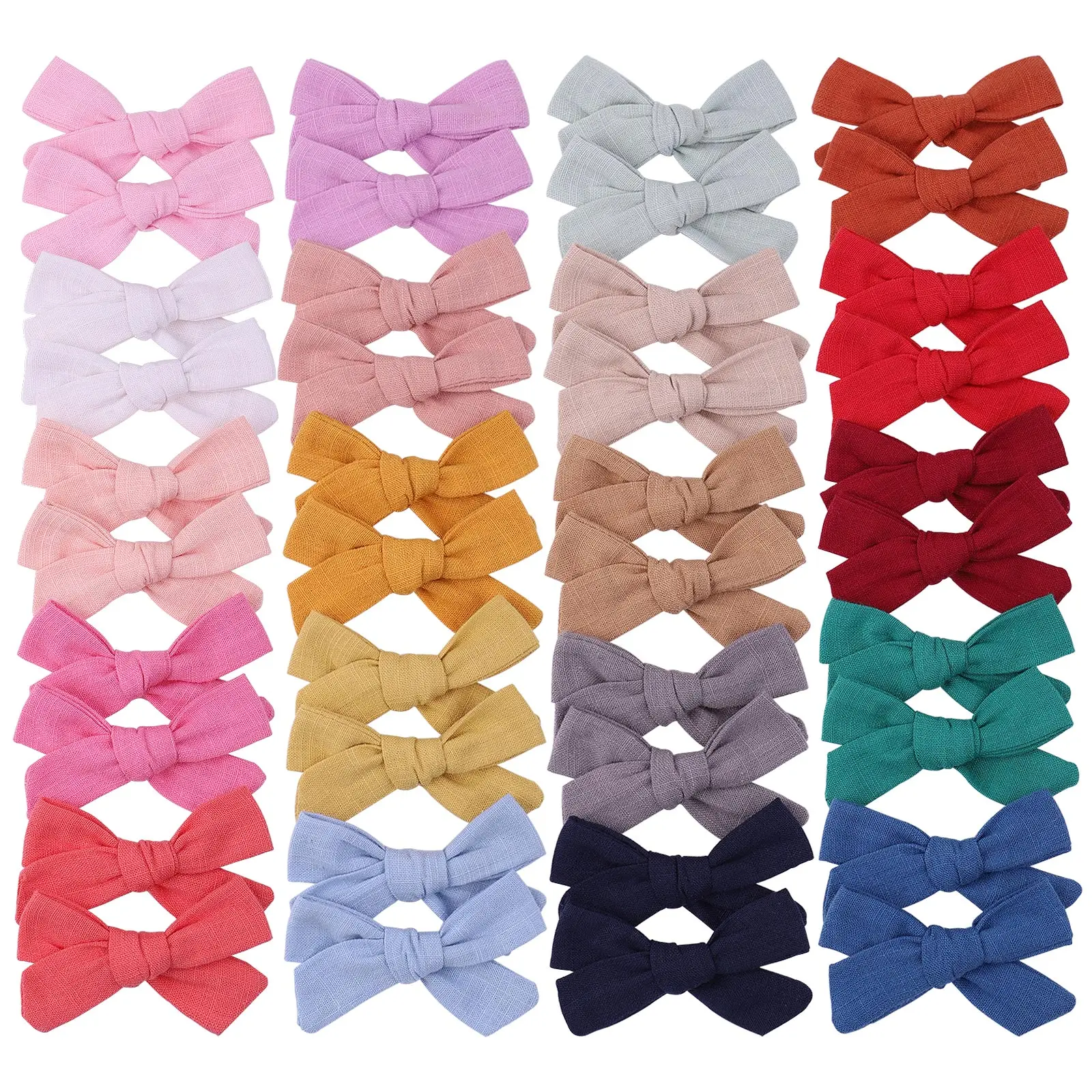 2Pcs/Lot Solid Color Kids Bows Hair Clips For Baby Girls Cotton Bowknot Hairpins Children Barrettes Headwear Hair Accessories