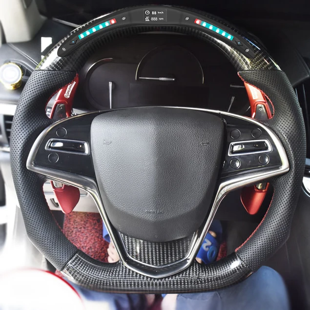 

Рулевое колесо Cadillac ATS, модифицированное светодиодное Спортивное Рулевое колесо из углеродного волокна с плоским дном