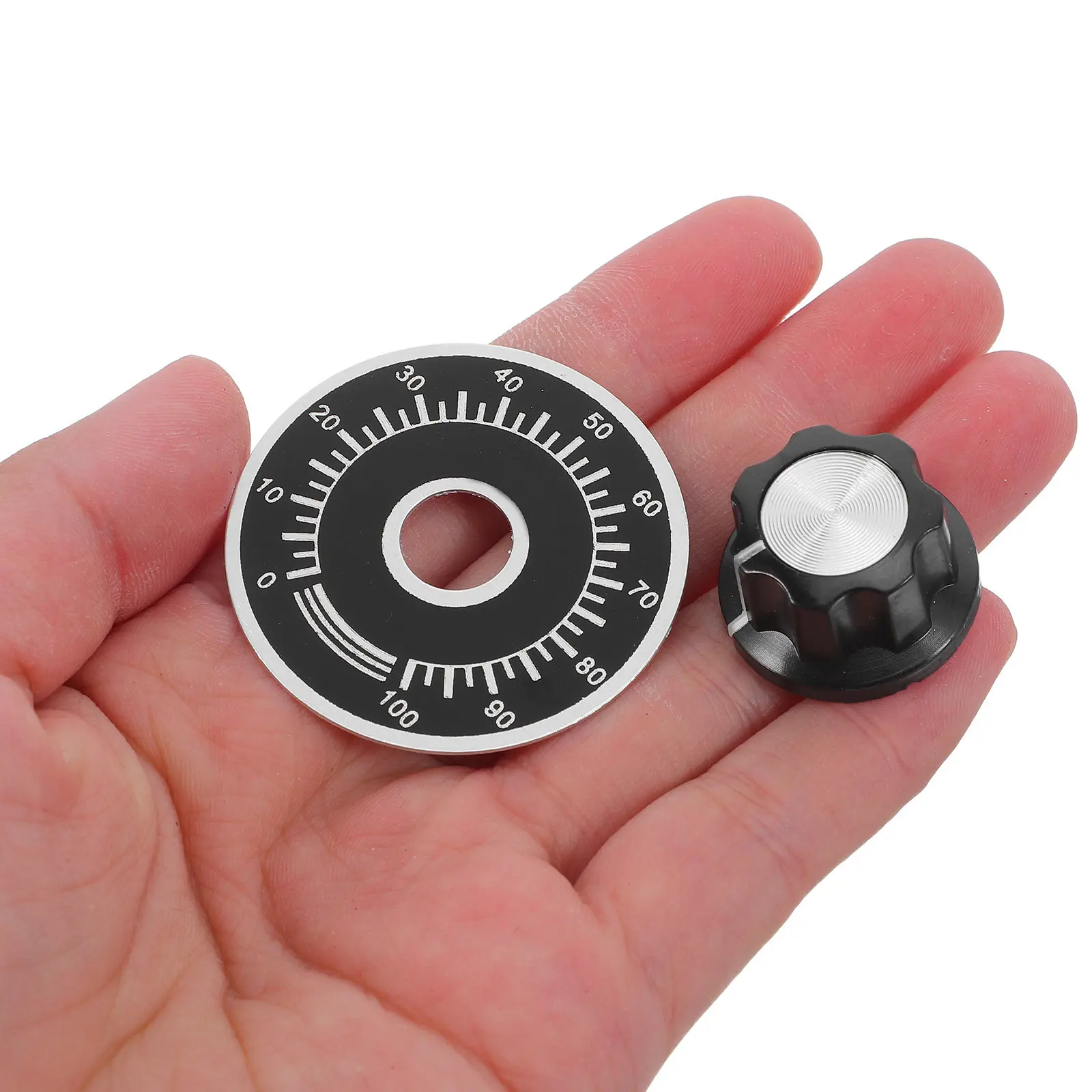 10 ensembles de boutons de commande de potentiomètre avec plaques d'échelle, marquages clairs et visibles, trou intérieur de 6 mm pour amplificateur de guitare électrique et basse