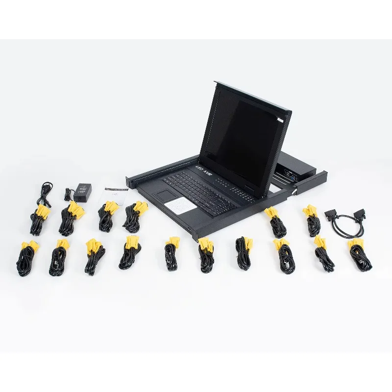 Switch KVM LCD da 17 pollici con 16 porte VGA + 16 cavi, MT-VIKI 1U 16x1 Rack LCD KVM Switch Console Drawer