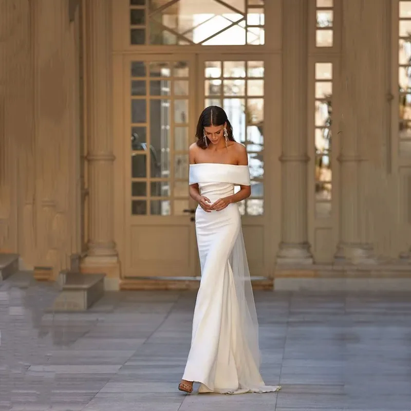 Robe de mariée longue sirène classique, sans bretelles, patients, quoi que ce soit pour les femmes, sexy, hors de l'initiative, plissé dos nu, 2024