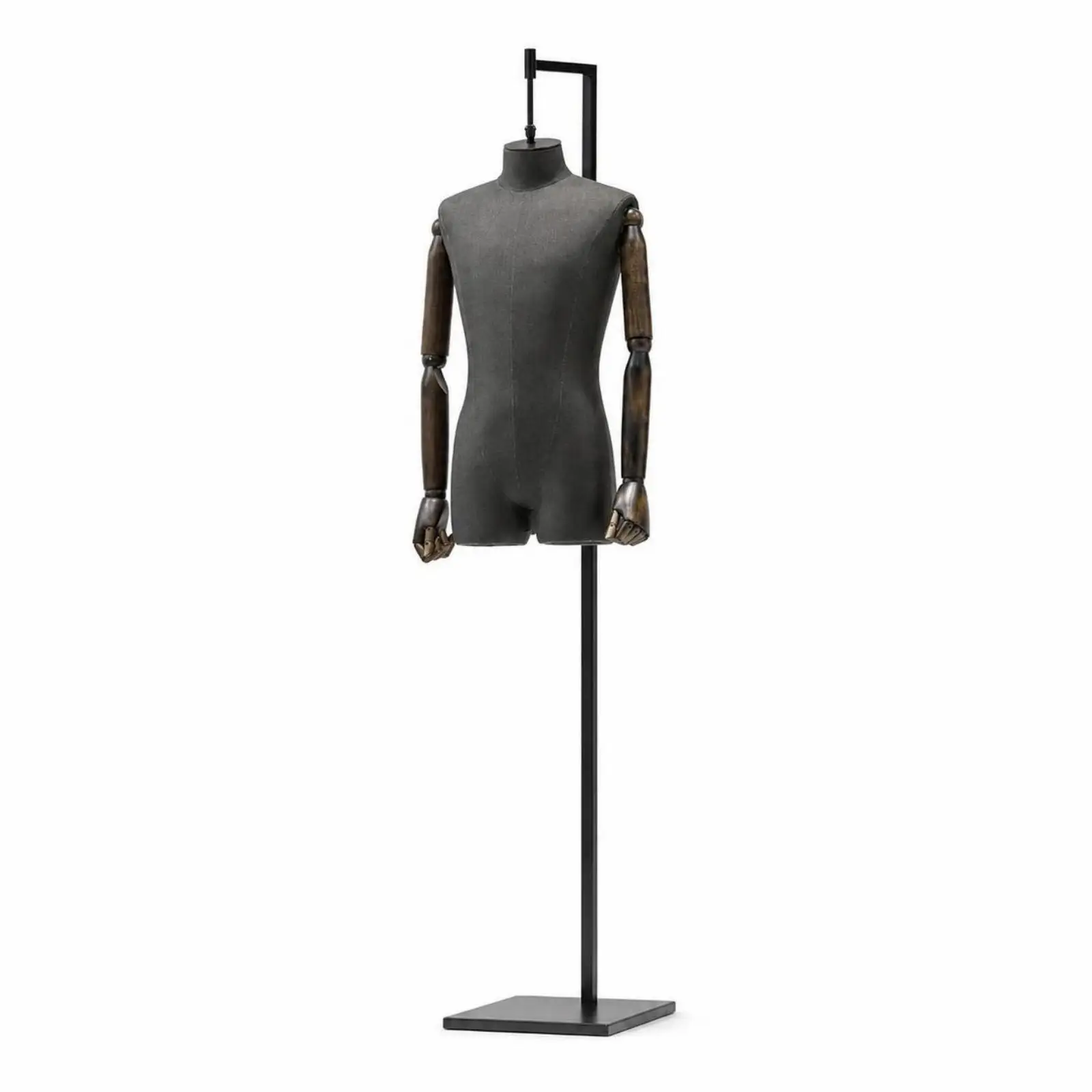 Hanging Male Mannequin Bust Display Stand with Iron Post for Suit Shirt Jacket Showcase Neckless Design Minimal Floor