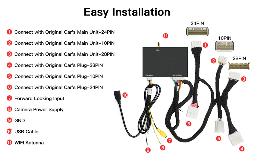 Bonroad Wireless Carplay Android Auto Original Auto-Taste und Touchscreen-Steuer decoder für Toyota Touch2 & Entune 2,0 System – Detail 6