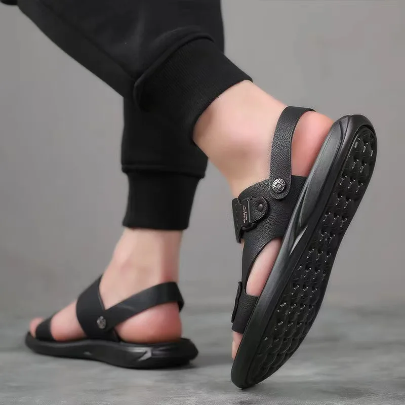 Men Casual Sandals Genuine Leather Casual Sports Shoes Outdoor Brand Beach Shoes for Men 2024 Soft Sole Non-slip Open-toe Sandal