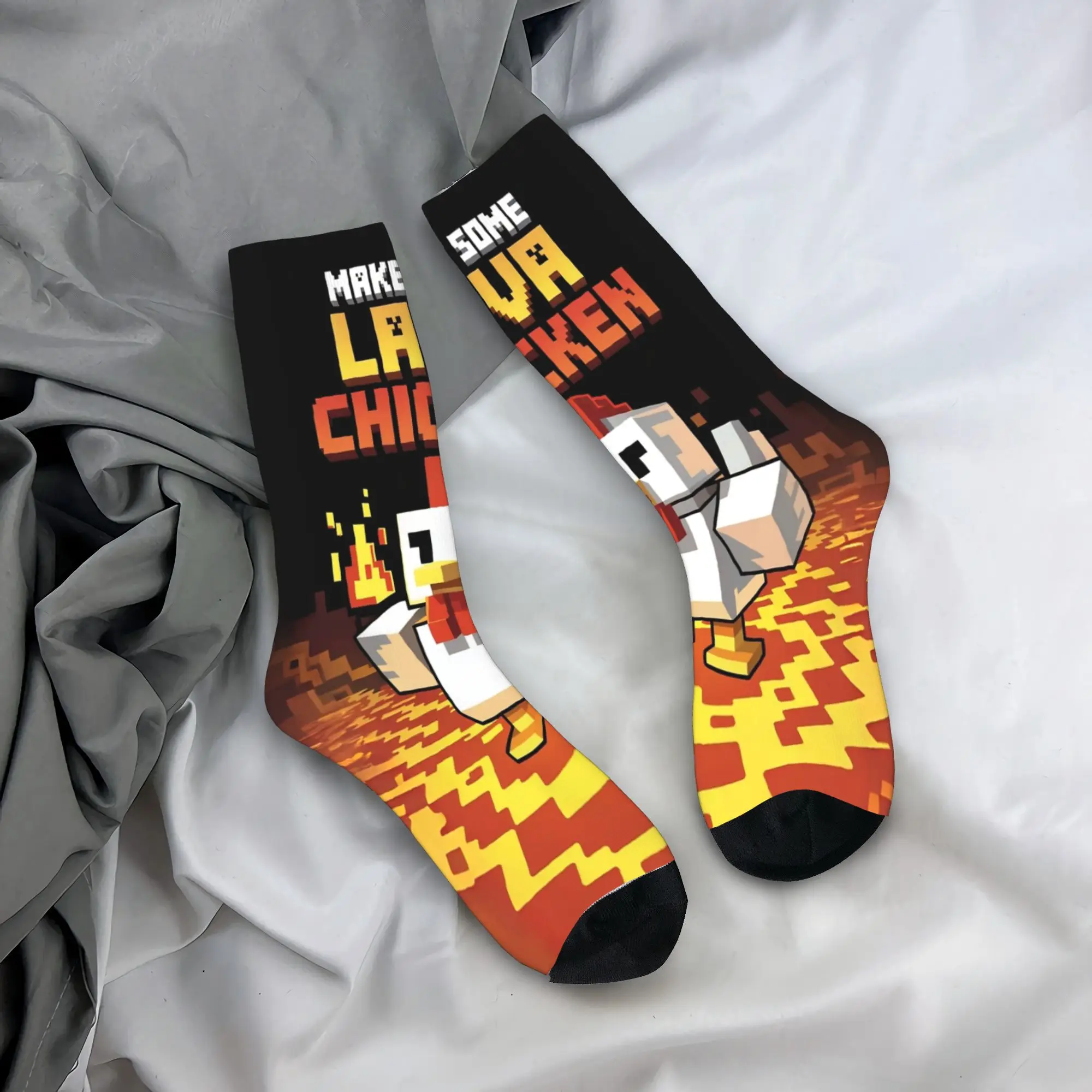 

Steve's Lava Chicken Jockey Middle Socks for Women Men All Seasons Comfortable Crew Socks Non-slip