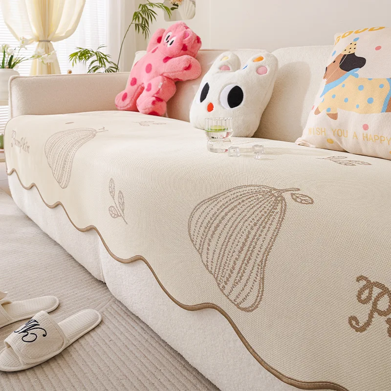 Ice Silk Summer Sofa Cover Cool Universal Sofa Cushion Solid Color Non-Slip L Shape Couch Towel for Living Room