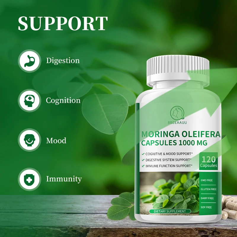 

BBEEAAUU Moringa Extract Capsules Support Immune and Digestive Health, Antioxidant Skincare Improve Mood, Relieve Stress