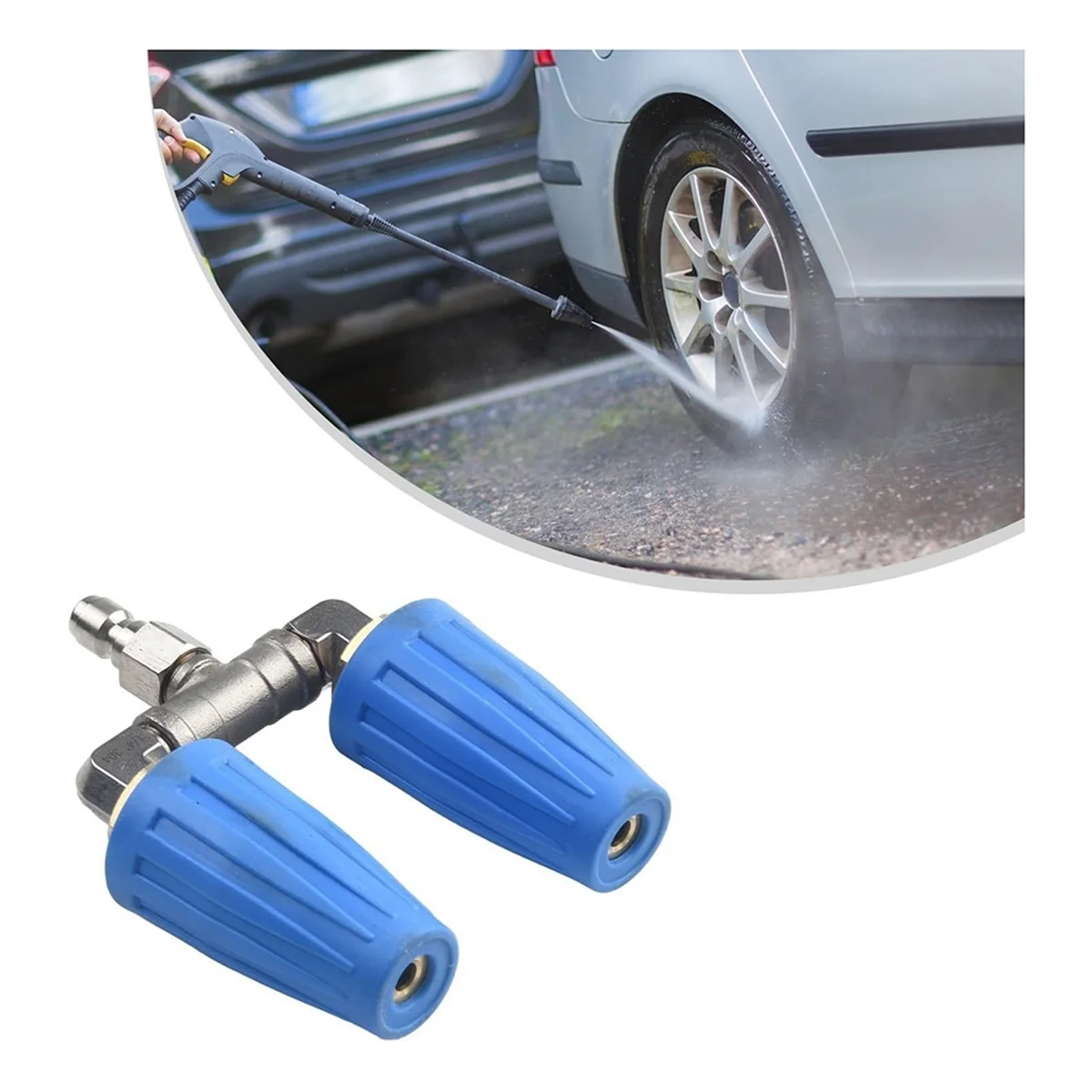 

A06RP High Pressure Washer Dual Tip Turbo Nozzle, 4000PSI Pressure Rotating Dual Turbo Nozzle Spray Tip 1/4Inch
