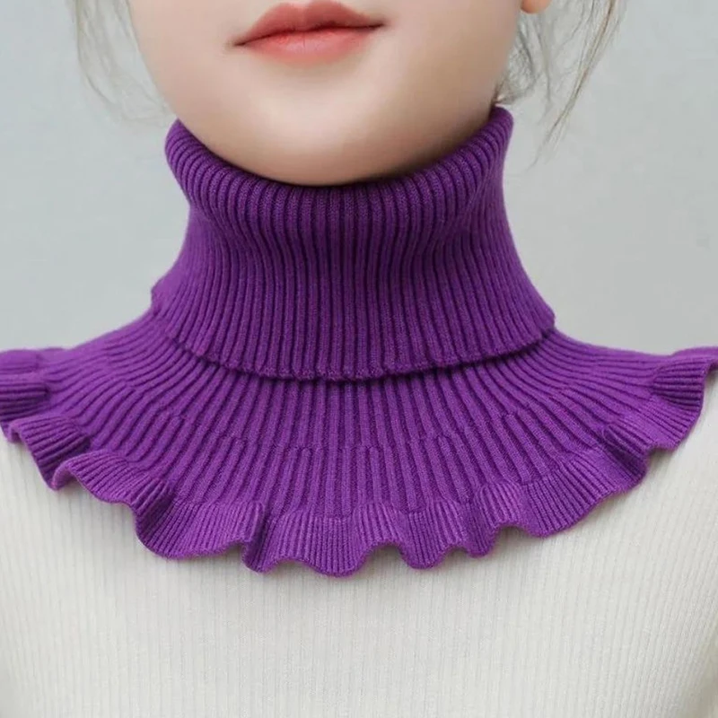 Elastic Knitted Neck Collars Knitted Wool False Collar Neck Scarf Solid Color Woolen Collars Ornaments Fashion Women Fake Collar