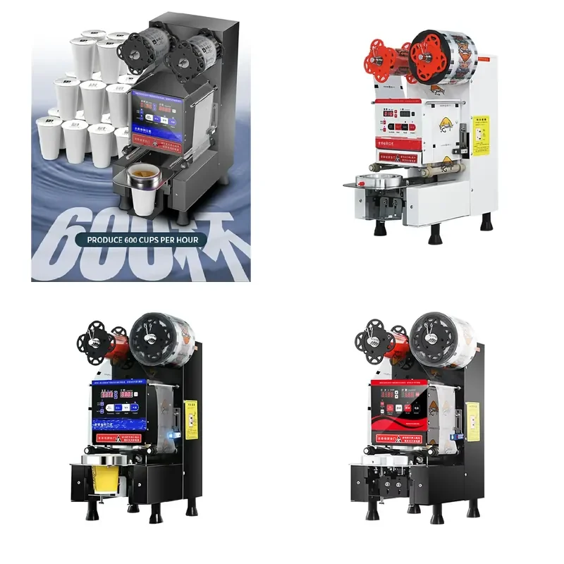 2025 Fully Automatic Electric Film Sealing Machine for Paper Cups Milk Tea Coffee Yogurt Juice Boba Bubble Tea Cup Sealer