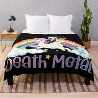 Grim Reaper Rainbow Colorful Stars Unicorn Death-Metal Throw Blanket Flannel Camping Bed Blankets