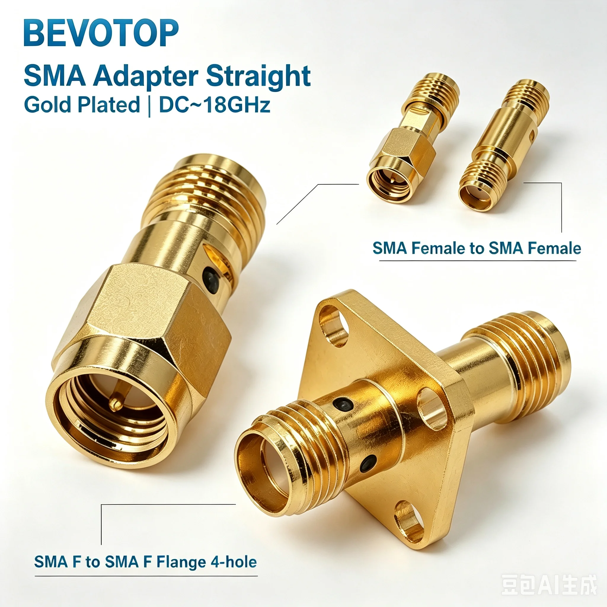 1Pcs DC-18GHz SMA Adapter J-K Male Female RF Adapter 18G High Frequency Network Distribution Test Adapter Brass Gold Plated 50Ω