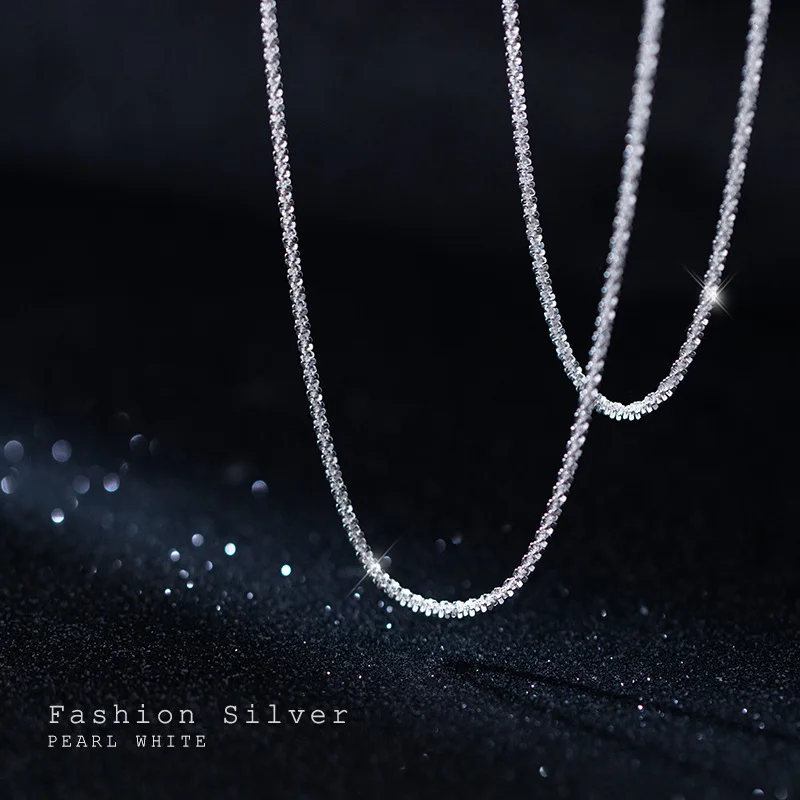Pure 925 Sterling Silver 16-32 inches 1.8mm Sparkling Chain Necklaces for Women Girls Fashion Jewelry Engagement Party Gift