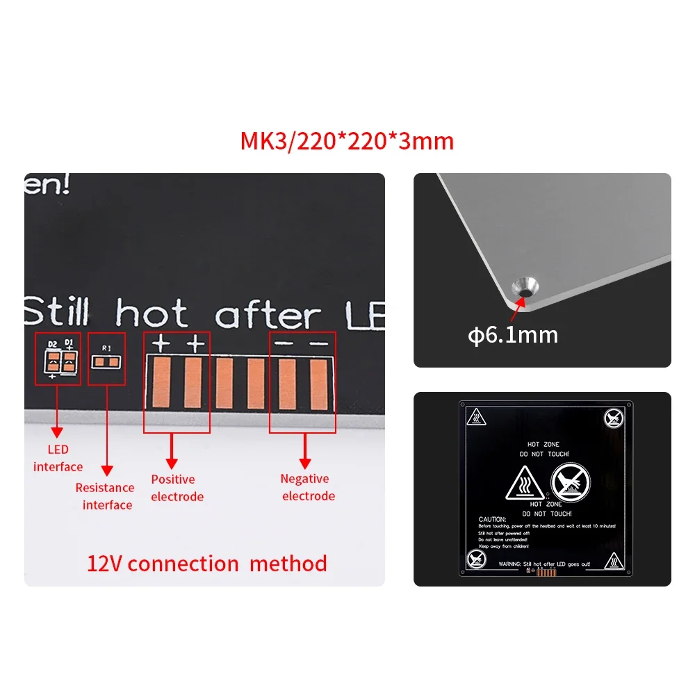 NO STOCK 3DPrinter Parts Aluminum Substrate Hot bed Heat bed 220/310/410mm ender3 Heated Bed 24V Hotbed Plate Black with Cable 6