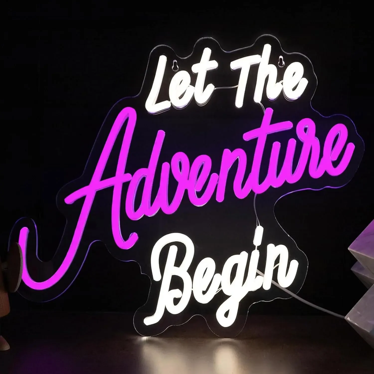 Let The Adventure Begin LED Neon Sign USB Neon Light Travel Themed Decor Bedroom Dorm RV Camper Wedding Graduation Party Gift