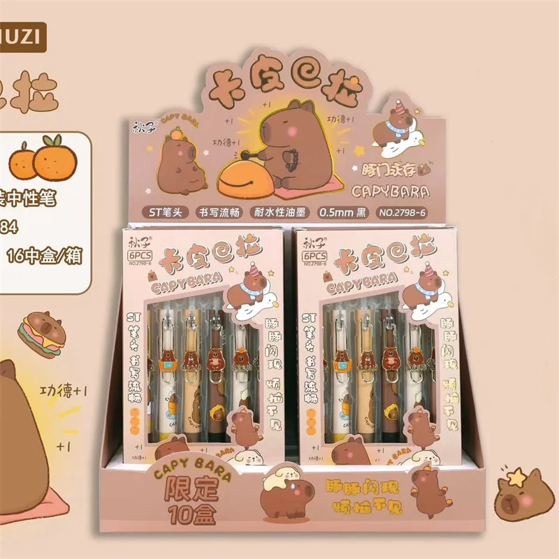 

24pcs/lot Creative Capybara Gel Pen Cute 0.5mm Black Ink Signature Pens Stationery Gift School Writing Supplies