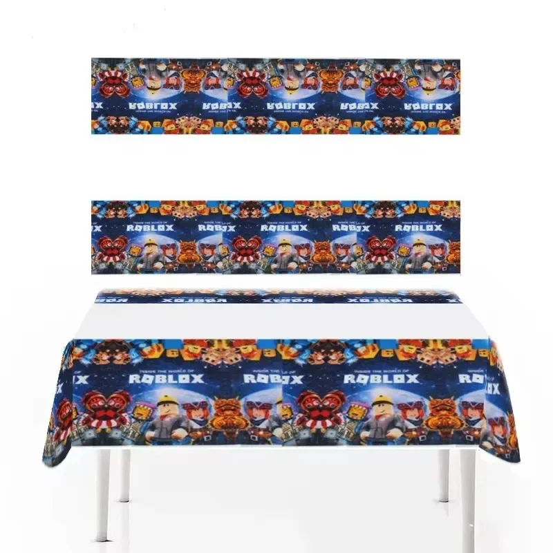 

New Roblox Theme Happy Birthday Party Table Kit Cover Baby Shower Decorations Kids Boys Girls Favors Toy Plastic Tablecloth