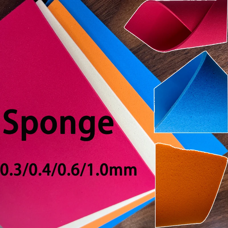

4 Colors Table Tennis Sponge 0.3/0.4/0.6/1.0mm High-density Ultra Thin & Light Ping Pong Sponge for Table Tennis Rubber