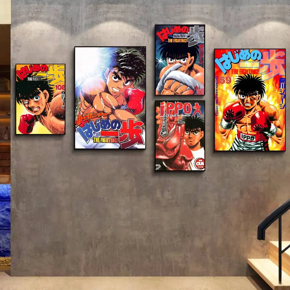 H-Hajime No Ippo Anime Boxing Classic Vintage Posters Decoracion Painting Wall Art White Kraft Paper Kawaii Room Decor