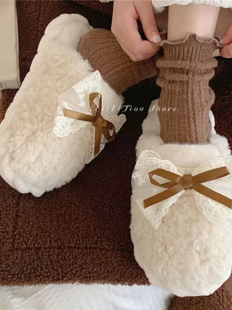 حار 2025 المرأة الخريف الشتاء موضة جديدة الراحة لطيف أنيق داخلي نعال من القطن سميكة الدافئة زوجين عادية النعال المنزل #3