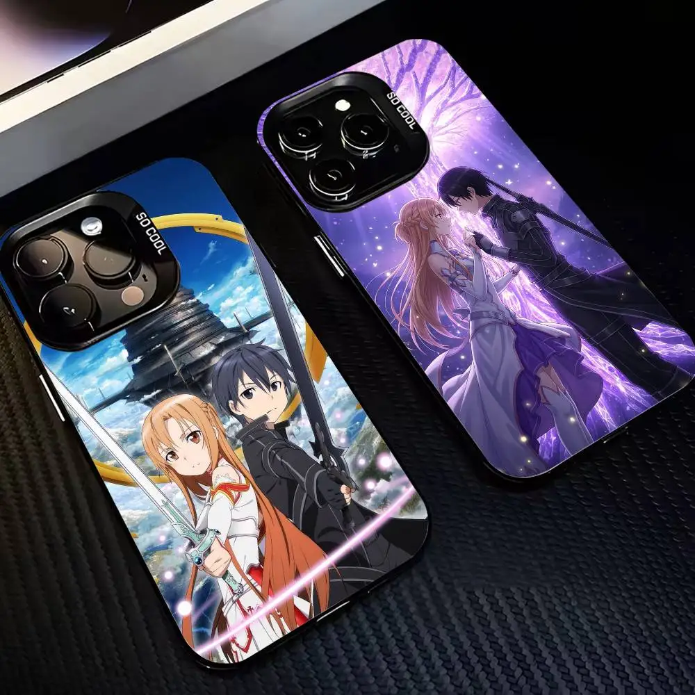 

S-Sword Art O-Online-sao ANIME Phone Case For iPhone 17,16,15,14,13,12,11 Plus,Pro Max,XS,Colored Silver Plated Inside Cover