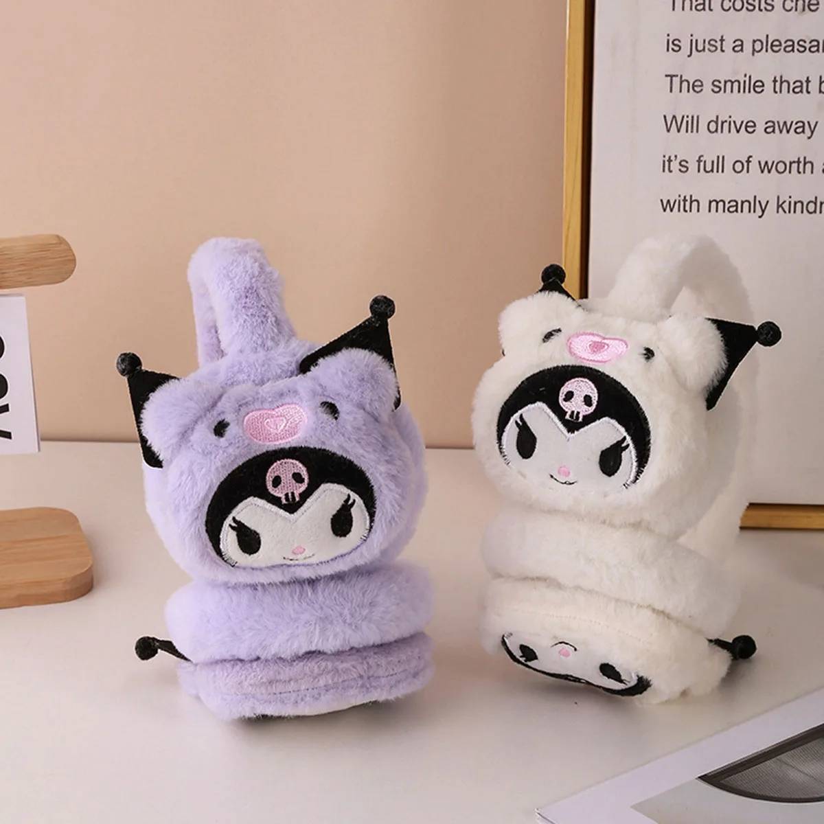 غطاء أذن للأطفال من القطيفة الناعمة من سانريو، غطاء أذن كورومي أكثر دفئًا، هدية لطيفة على شكل رسوم كرتونية للشتاء للحماية من البرد