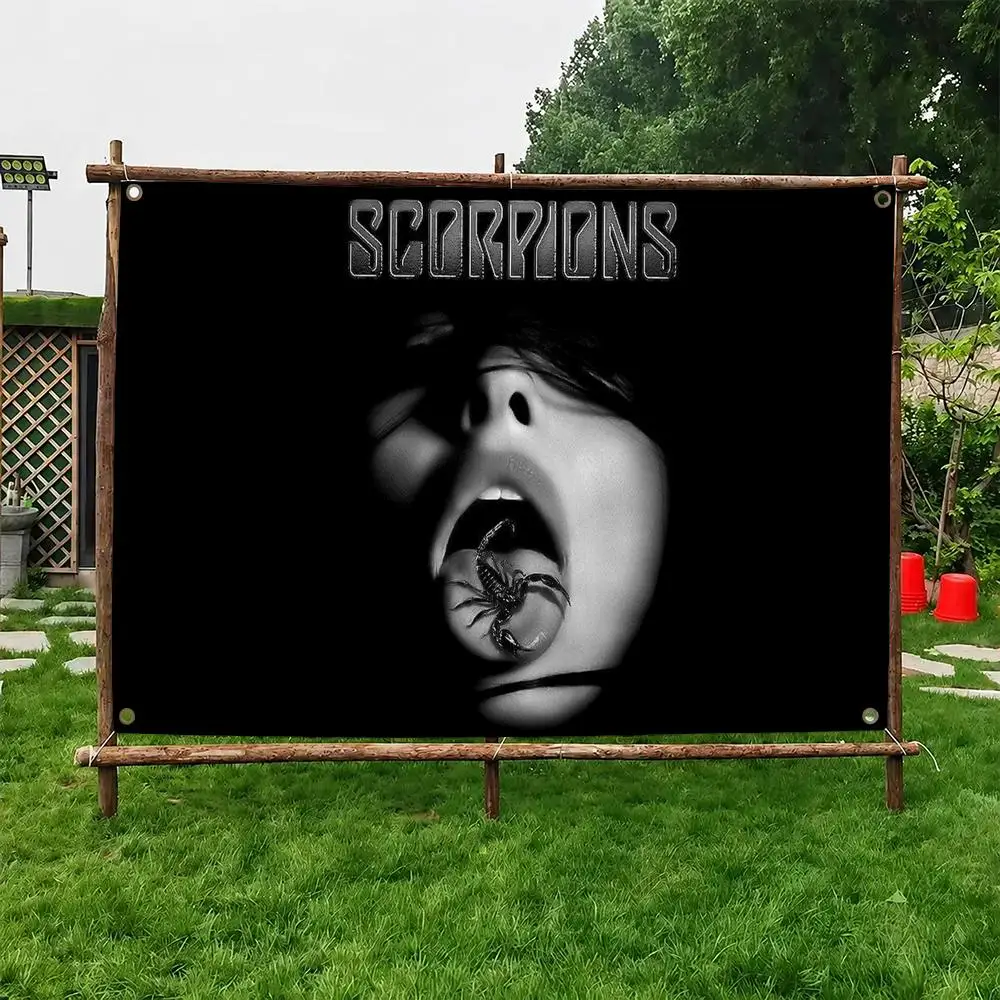 S-Scorpions Heavy Rock Band Flags Custom Wall Hanging Background Art Banner For Bedroom Home Living Room Outdoor Decor