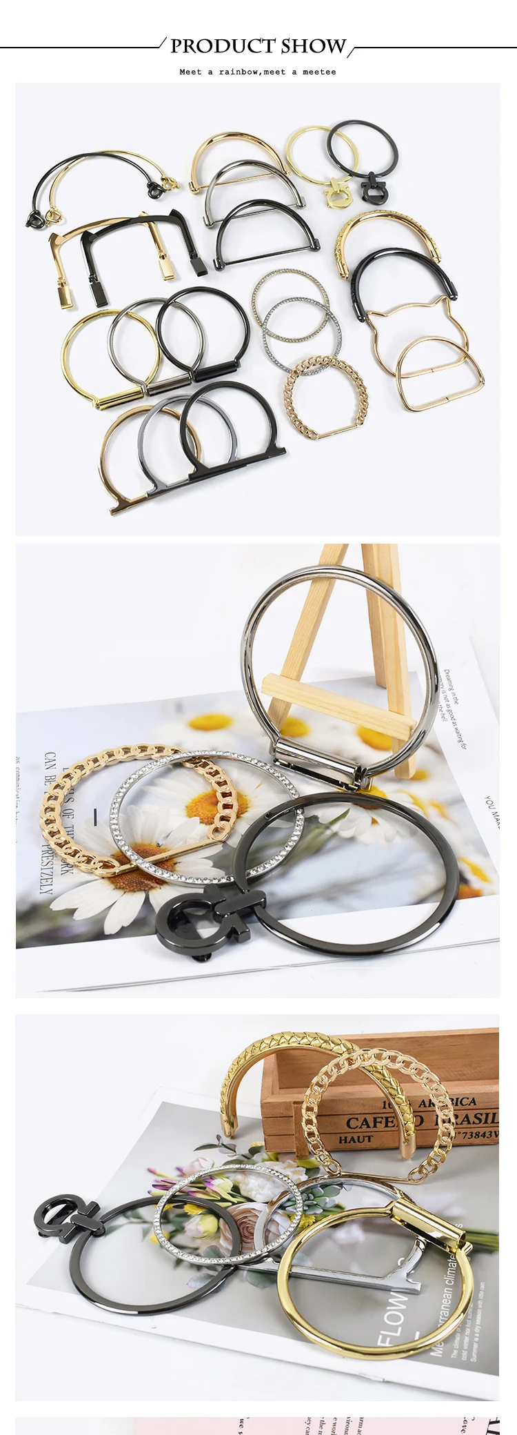 2Pcs Deepeel Metal Bag Handles Purse Sewing Frame Brackets DIY Handcrafted for Women Handbag Replacet Hardware Bags Accessories