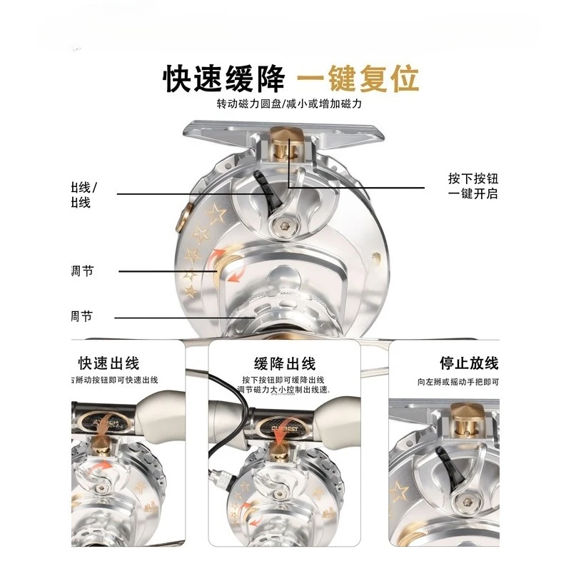 One Key Heavy Lead Slow Drop Belt Discharge Digitalanzeige Floß Angelrad Angelschnurrad