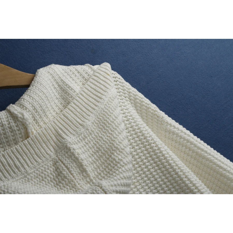 Winter Cotton Blend Knitted Sweater with Belt Hooded Overhead Thi Pure Color Slimming Inner Wear Women's Faion