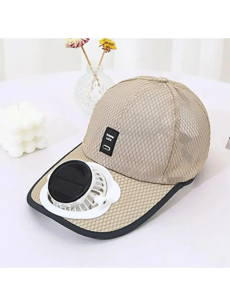 AliExpress NONE Summer Breathable Mesh Cap Solar Fan Cap Outdoor Leisure Sun Shading And Sun Protection Baseball Cap New USB Fan Cap