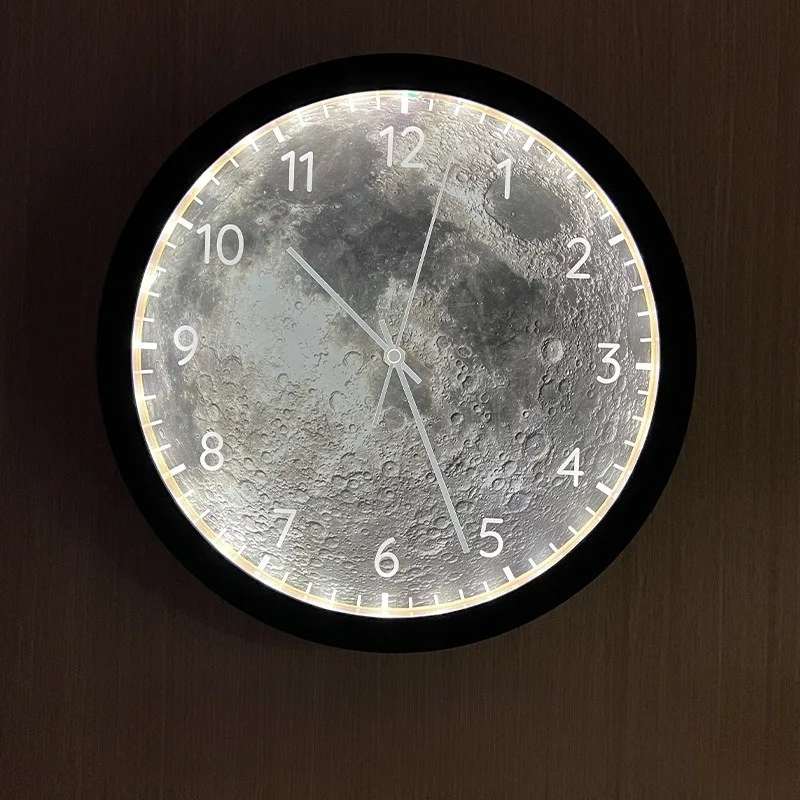 

Wall Clock Simple and Fashionable Bedroom Living Room Chinese Style Wall Watch Intelligent Night Light Moon Luxury Clock
