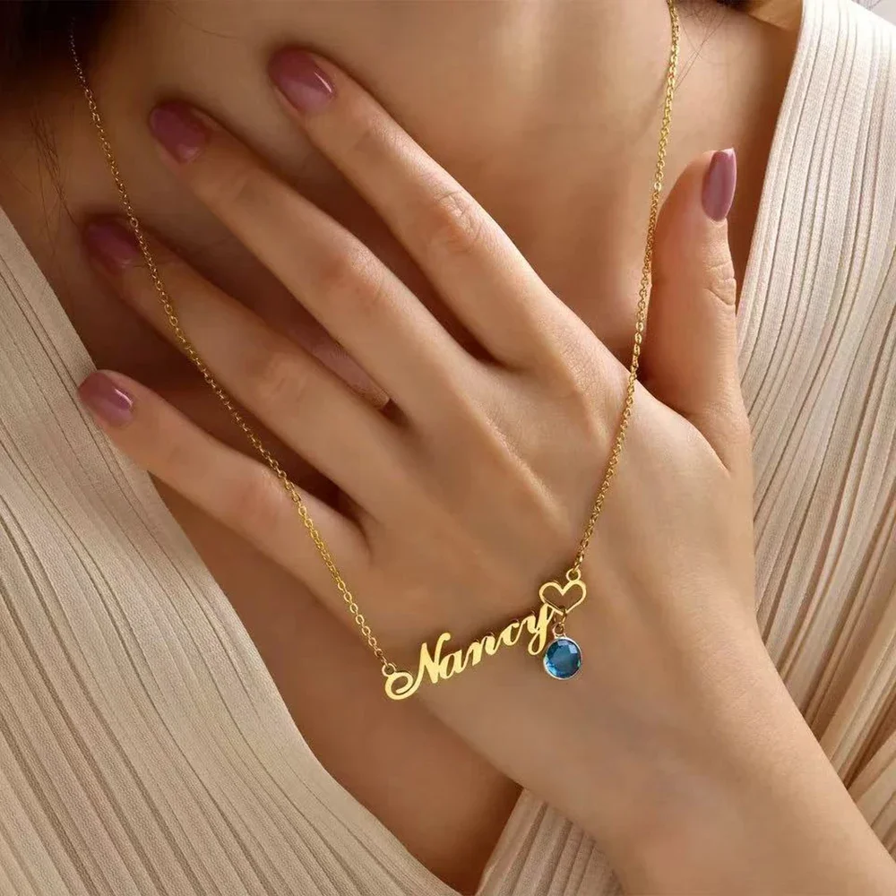 

Custom Name Necklace Pendant for Women Personalized Clavicle Chain with Birthstone Fashion Jewelry Girlfriend's Birthday Gift