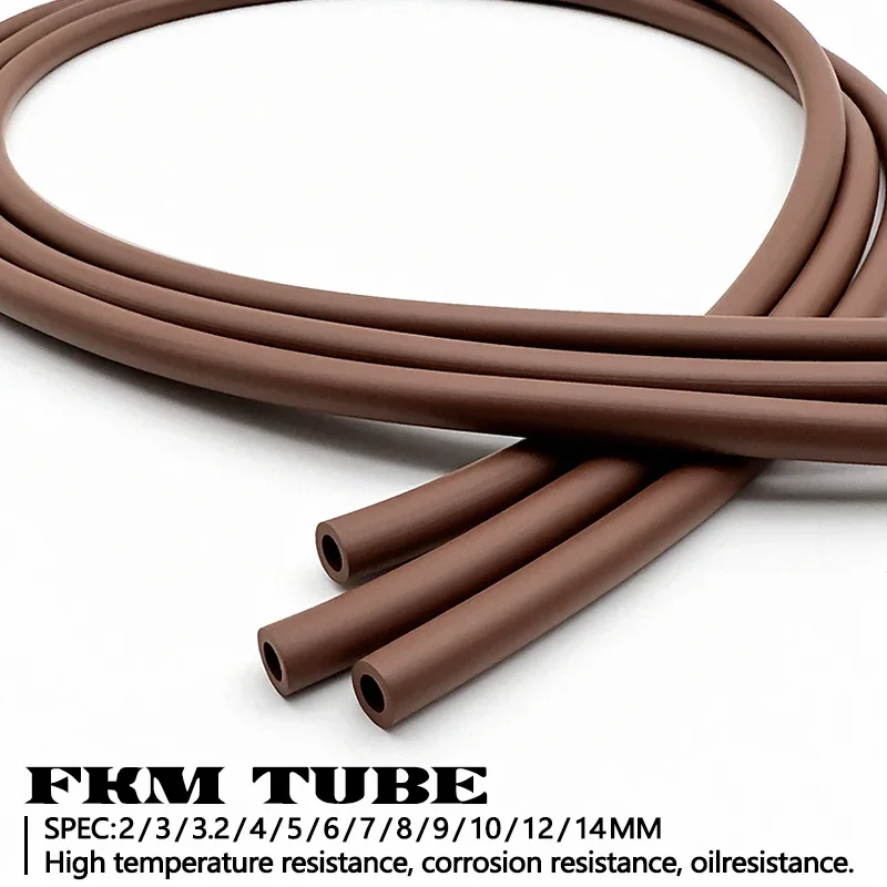 FKM Tube ID 2/3/4/5/6/7/8/10/12/14mm Oil Resistant High Temperature Acid Alkali Corrosion Fluorine Rubber Hose Brown