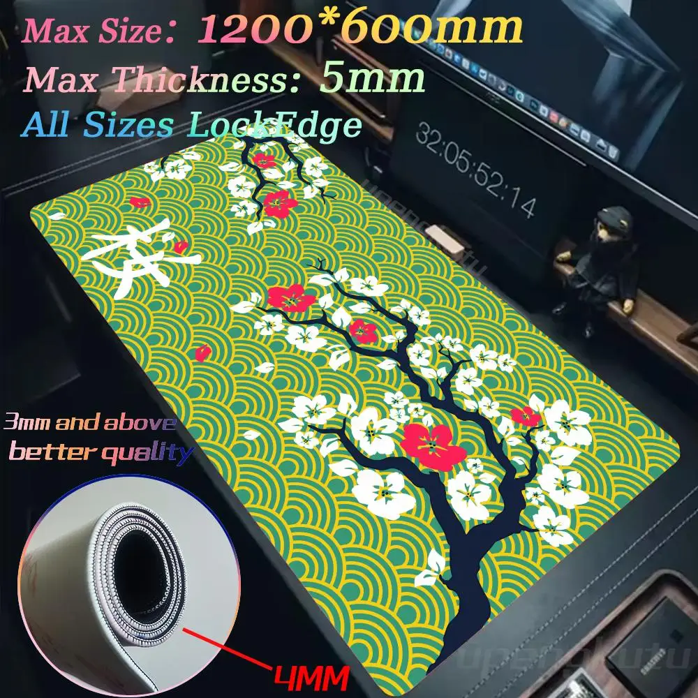 Japanese Cherry Blossoms Gaming Xxl Large Mause Pad 1200x600 for Computer Mouse Gamer Keyboard Desk Mat Accessories Office Mats