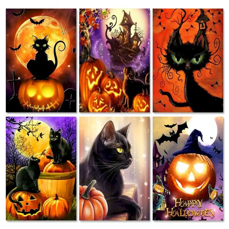 

GATYZTORY Acrylic Diy Painting By Numbers With Frame Black Cat Picture On Numbers For Home Wall Art Decors Gift 60x75cm