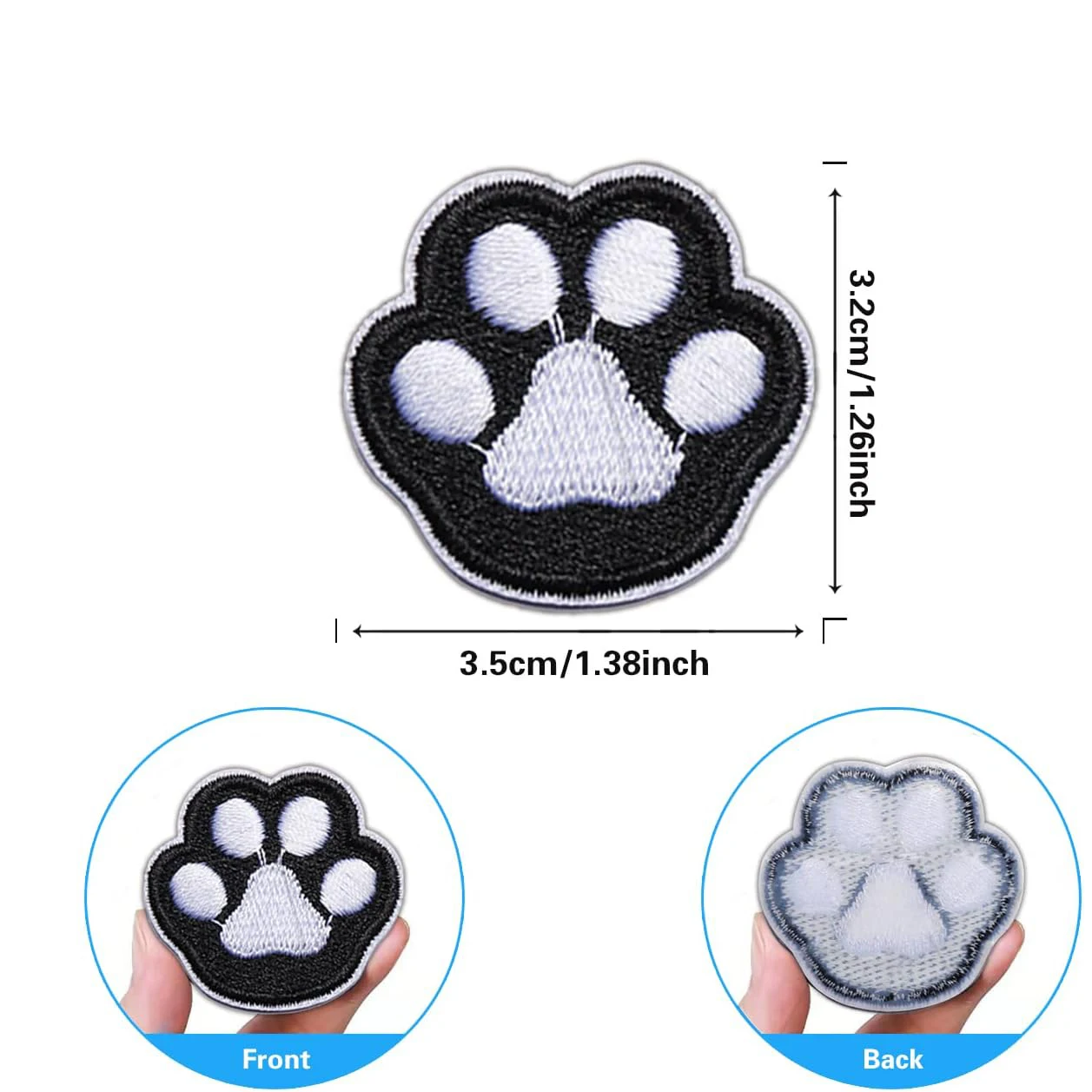 Patchs d\'Impression de Patte de Chien et Chat, Broderie, Réparation, 3.5x3.3 cm, 7 Pièces