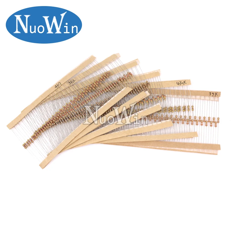 2500pcs/lot 1/4W 0.25w 5% Carbon Film Resistor Kit 50 Values Assortment Pack Mix Selection (1R-10M)