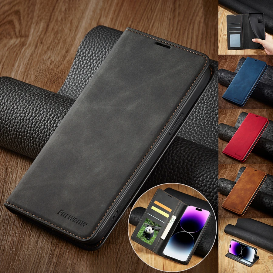 

High-quality Wallet Luxury Skin Friendly Magnetic Flip With Card Slot Stand Photo Frame Leather Case For IPhone 15 15 Plus 15 Pr