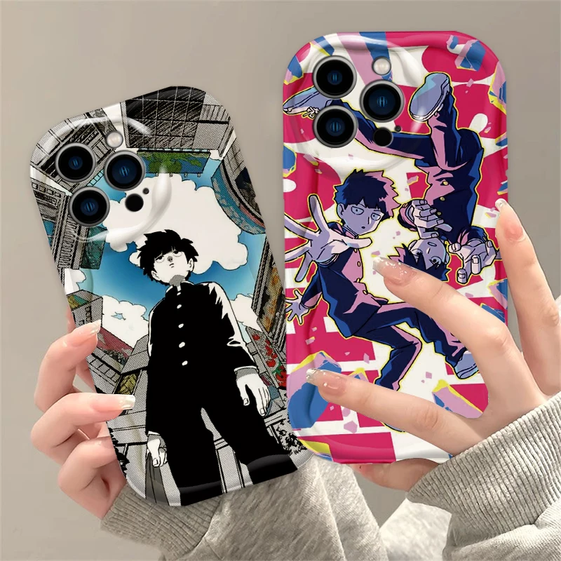 Mob Psycho 100 Cover For Apple iPhone 15 14 13 12 11 Pro X XR XS Max Plus 8 7 Plus SE Wave Oil Phone Case